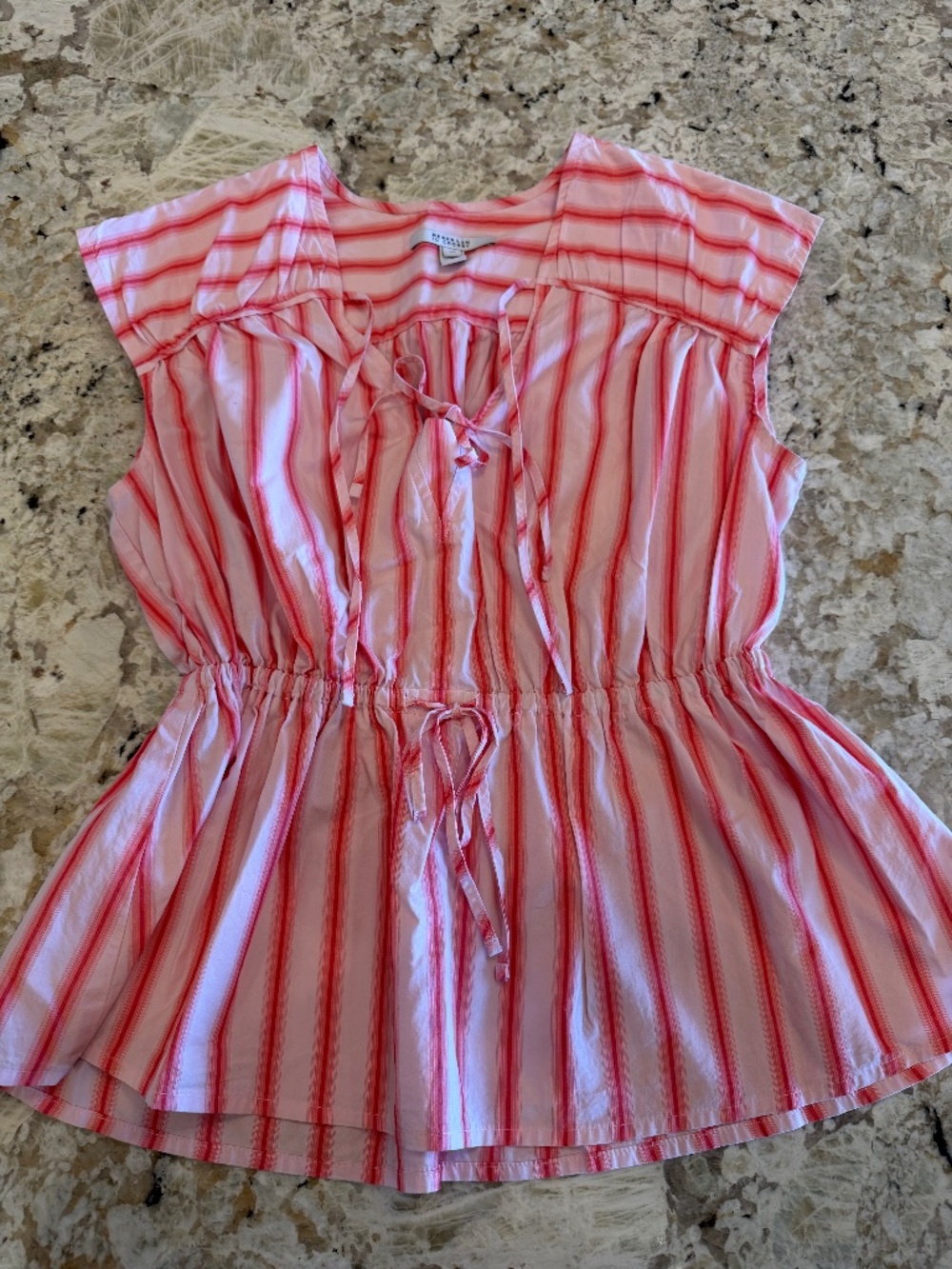 Derek Lam 10 Crosby Caroline Striped Designer Double Tie Top 100% Cotton Blouse